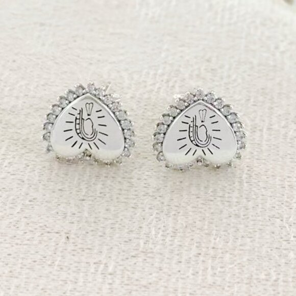 Jewelry - Virgen De Guadalupe Heart Earrings S925 Sterling Silver Stud Earrings Handmade